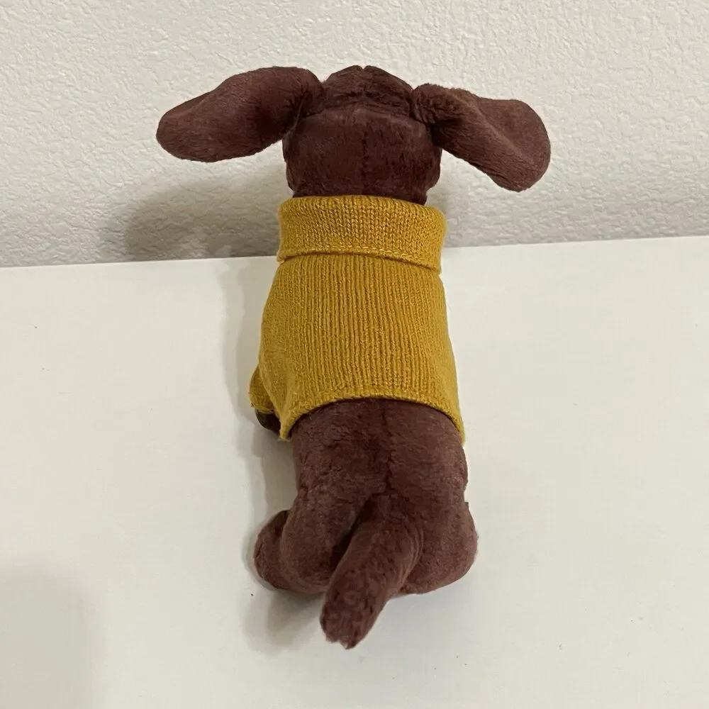 Jellycat Dachshund Yellow Sweater Sausage Dog Plush Stuffed Animal NO TUSH TAG